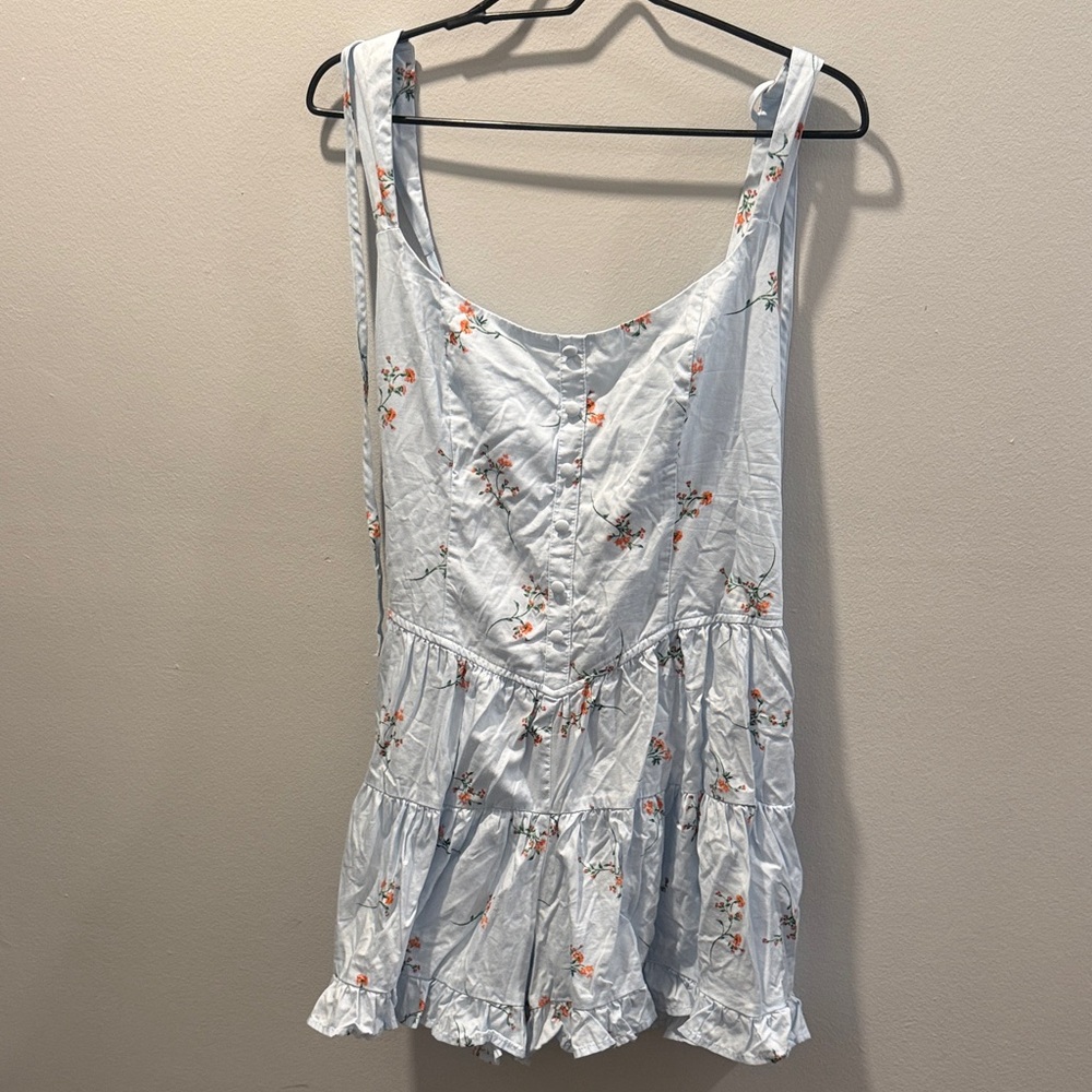 wild fable Light Blue Floral Ruffle Sleep Romper